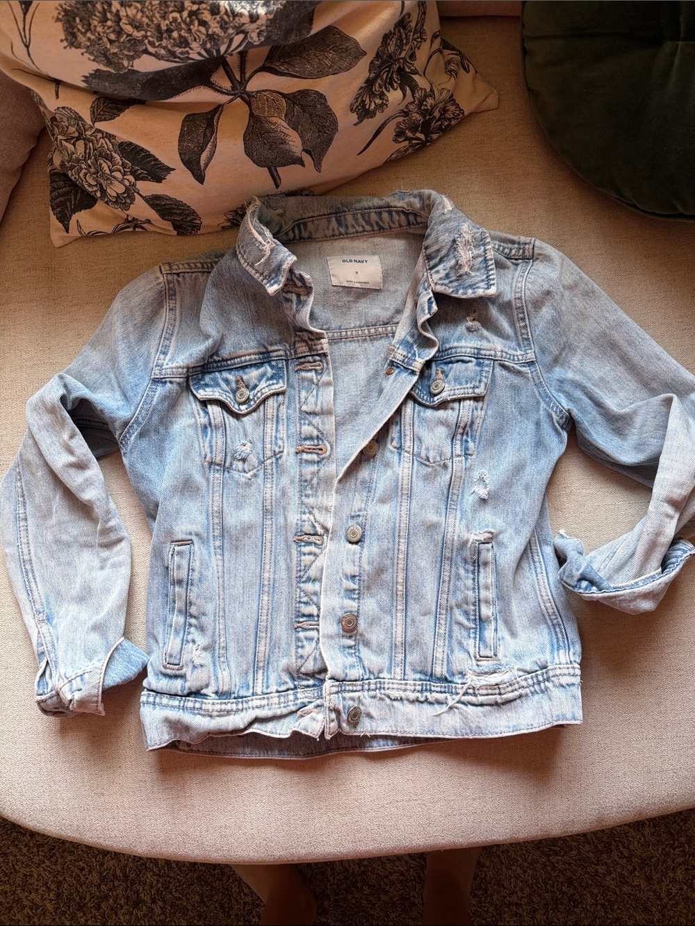 Old Navy Light Wash Distressed Denim Jacket - Women's